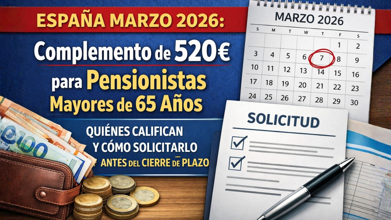Complemento de 520€ para Pensionistas Mayores de 65 Años en España – Marzo 2026