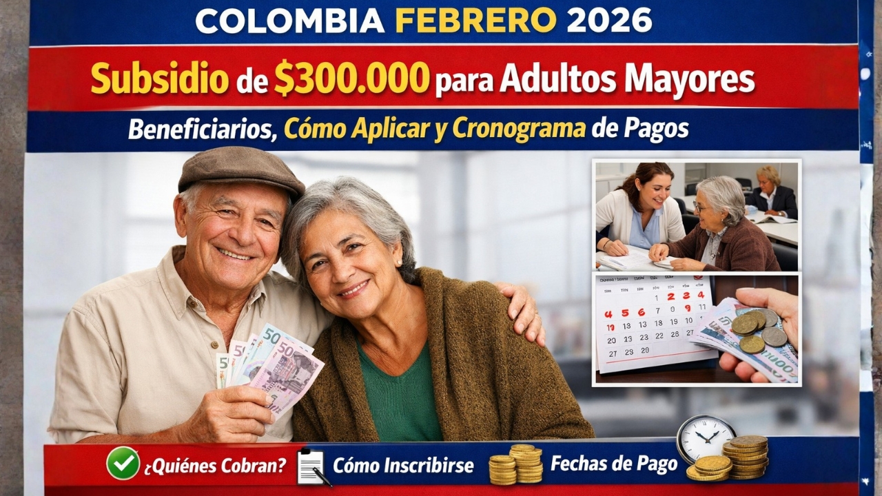 Subsidio de $300.000 para Adultos Mayores en Colombia – Febrero 2026