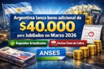 Argentina lanza bono adicional de $40.000 para jubilados en Marzo 2026