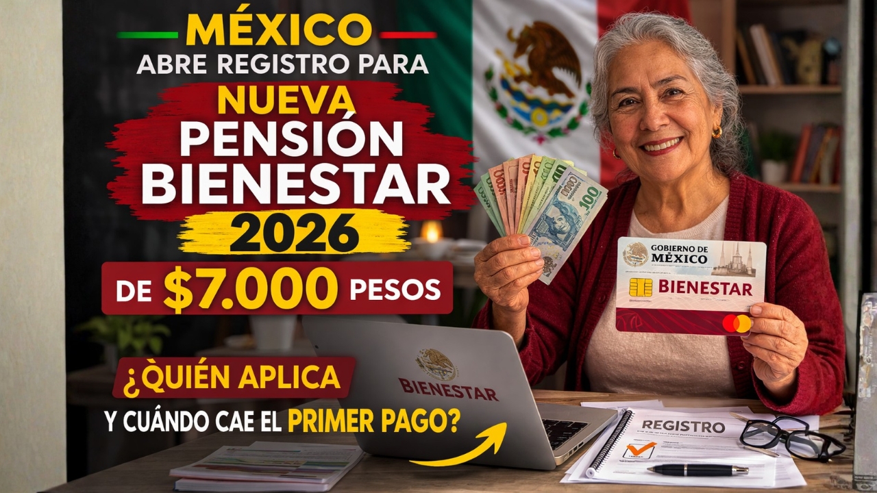 México abre registro para nueva Pensión Bienestar 2026 de $7.000 pesos: Quién aplica y cuándo cae el primer pago