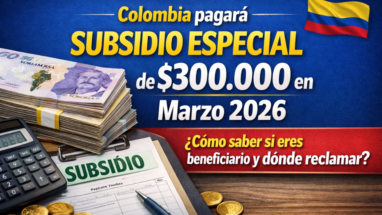 Colombia pagará subsidio especial de $300.000 en Marzo 2026: Cómo saber si eres beneficiario y dónde reclamar